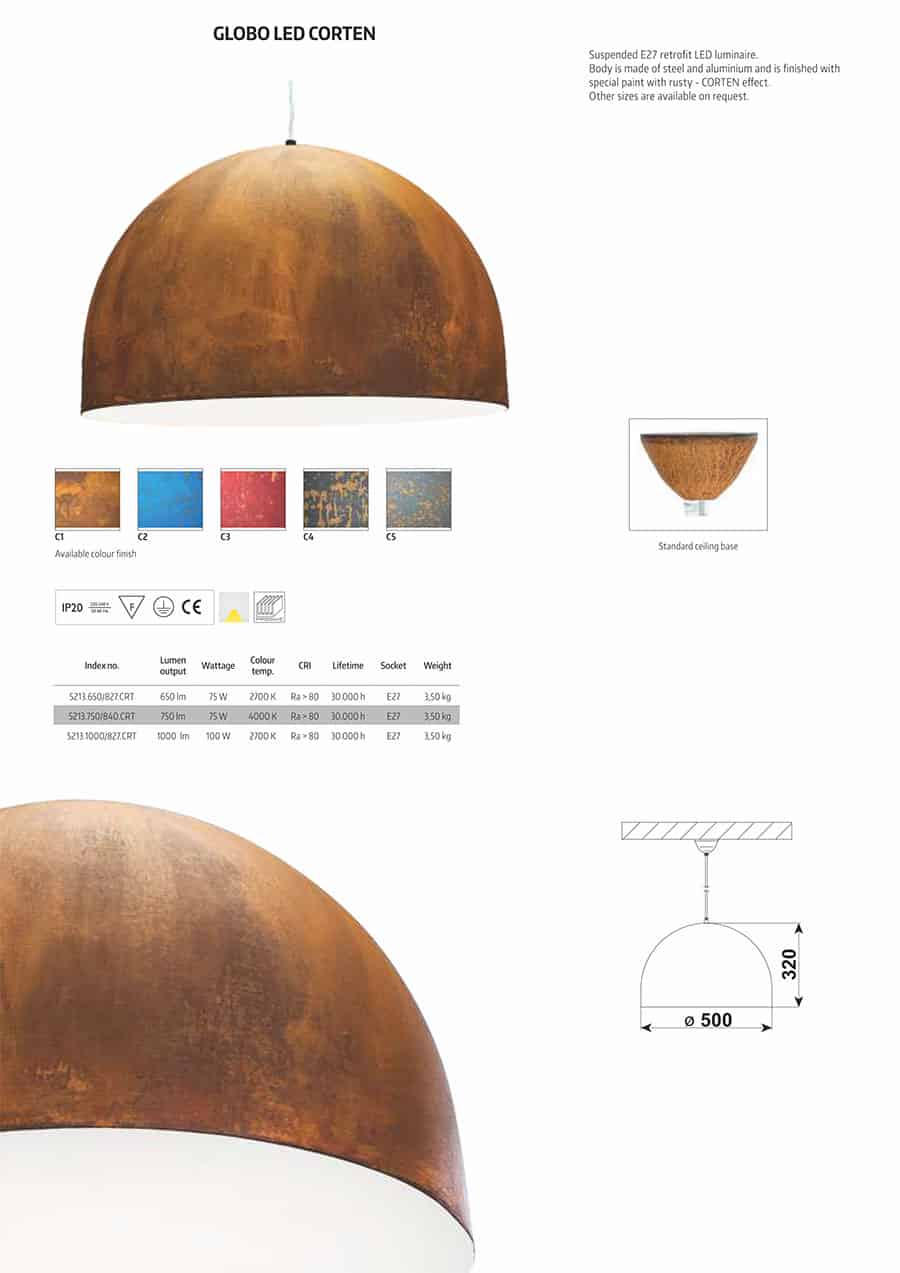 LAMPA INDUSTRIALNA Z EFEKTEM RDZY CORTEN